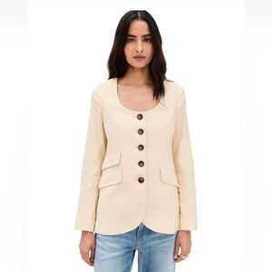 rag & bone Roslyn Collarless Linen-Blend Blazer
